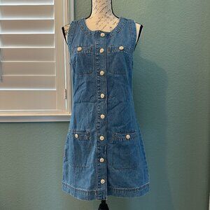 Mahina Denim Mid Length Button Down Sleeveless Pocket Dress (from Hawaii)